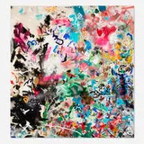 Sarah Maria Dos Santos, Bez tytułu (Julia, Brak jej tam, skąd bym pragnął wzajemności), c. 2018, graphite, oil, acrylic and spray paint on canvas