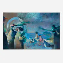 Elmar Rojas, Fiesta por la playa, 1989, acrylic and oil on paper