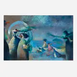 Elmar Rojas, Fiesta por la playa, 1989, acrylic and oil on paper