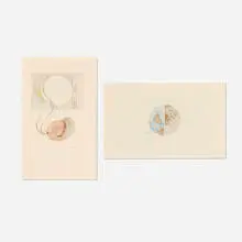 Lina Espinosa, Una región sin mapa; Transferencia de principios (two works from the Coordenadas Móviles series), 2012, mixed media on paper
