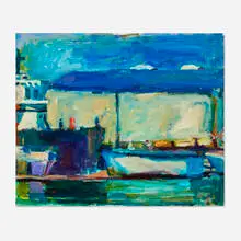 Terry St. John, Oakland Estuary, 1988, oil on canvas