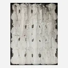 Untitled by Arman, 1987, India ink, cotton fibers and acrylic resin on papier-mâché mounted to board, sold Dec 2025