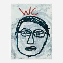 Donald Baechler, Water Closet, 1985, acrylic and collage on paper
