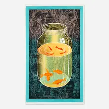 John E. Buck, The Deep End, 2000, woodcut in colors with chine-collé on Thai mulberry paper