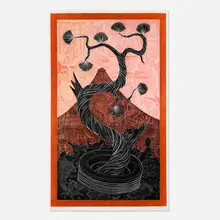 John E. Buck, Heart Mountain Wyoming, 2000, woodblock in colors