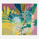 Robert Kushner, Nahe Nahe II, 2002, lithograph in colors and woodcut with gold leaf on Rives