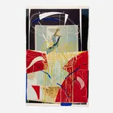 Steven Sorman, Trees Blowing and Blowing Like Arms Akimbo, 1984, lithograph, woodcut, etching and relief in colors with hand-painting on handmade TGL
