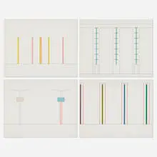 Dan Flavin, Four works from the Projects 1963-95 portfolio, 1996-97, aquatint in colors