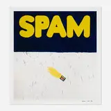 Ed Ruscha, Actual Size (SPAM), 2024, UV pigment print with yellow silkscreen details and matte varnish seal