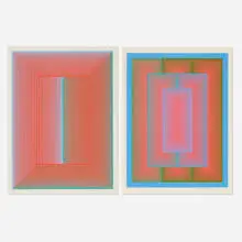 Sequential VI; Sequential VII (two works from the Sequential portfolio) by Richard Anuszkiewicz, 1972, screenprint in colors, sold Dec 2025