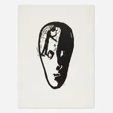 Jonathan Borofsky, Split Head with Hammering Man 2688108, 1970-80, lithograph