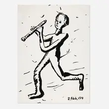Pied Piper #2,466,159 by Jonathan Borofsky, 1976-80, screenprint, sold Dec 2025