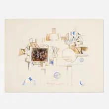 Saul Steinberg, Braque (from the Six Drawing Tables portfolio), 1970, lithograph in colors with collage