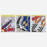 Roy Lichtenstein, As I Opened Fire (triptych), 1966, offset lithograph in colors
