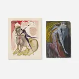 Salvador Dalí, Chant 9: Les erinnyes; Chant 12: Le minotaure (two works from the Divine Comédie portfolio), 1960, wood engraving in colors