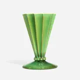Futura Green Fan vase, model 407-9 by Roseville Pottery, c. 1928, glazed earthenware, sold Jan 2024