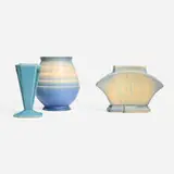 Collection of three Futura vases by Roseville Pottery, sold Jan 2024