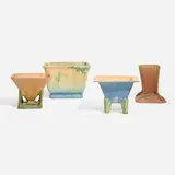 Collection of four Futura vases by Roseville Pottery, c. 1928, glazed earthenware, sold Jan 2024