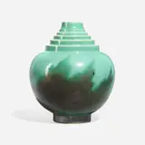 Roseville Pottery, Futura vase, model 391-10, c. 1928, Black Flambé-glazed earthenware