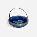 Moorcroft Pottery, Moonlit Blue basket with applied mounts