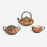 Moorcroft Pottery, Fine and Rare three-piece Pomegranate tea service with overlay