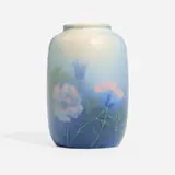 Vellum vase with poppies by Harriet Elizabeth Wilcox for Rookwood Pottery, sold Jan 2024