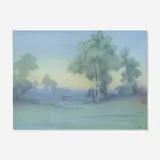 Twilight Landscape (Large Vellum plaque) by Lenore Asbury for Rookwood Pottery, 1922, glazed porcelain, original frame, sold Jan 2024