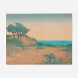 Beach Sand Dunes (Vellum plaque) by Sara Sax for Rookwood Pottery, 1918, glazed earthenware, original frame, sold Jan 2024