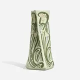Della Robbia twist vase with Art Nouveau-style flowers and leaves by Frederick Hurten Rhead for Roseville Pottery, sold Jan 2024