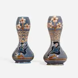 Vance-Avon Faience, Gourd-form vases with flowers, pair
