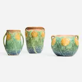 Roseville Pottery, Collection of three Sunflower vases