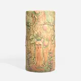 Weller Pottery, Woodcraft umbrella stand with foxes, birds and apple tree, c. 1920, glazed earthenware