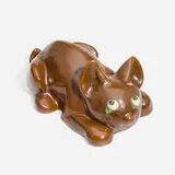 Weller Pottery, Rare laying down Pop-Eye Dog figure, c. 1930, glazed earthenware