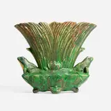 Weller Pottery, Coppertone Double Frog vase