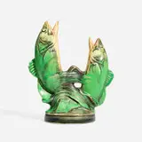 Weller Pottery, Coppertone Double Fish bud vase