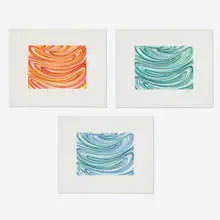 Karin Davie, Three works (from the Smother series), 2000, etching and aquatint in colors