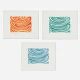Karin Davie, Three works (from the Smother series), 2000, etching and aquatint in colors