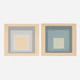 Josef Albers, Two works from the Day + Night: Homage to the Square portfolio, 1963, lithograph in colors
