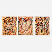 The Summer (Triptych) by Jim Dine, 1992, woodcut in colors on Somerset wove, sold Dec 2024