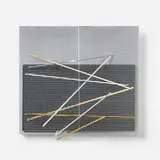 Jesús Rafael Soto, Vibrations métalliques, 1969, screenprint on aluminum, aluminum, brass, nylon string