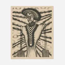Tudor by Ed Paschke, 1976, lithograph on paper, sold Dec 2024