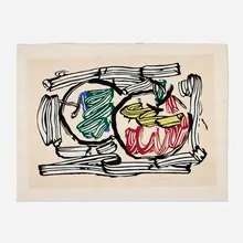 Roy Lichtenstein, Two Apples, 1983, woodcut in colors on Iwano Kizuki Hosho