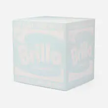 Daniel Arsham, Eroded Brillo Box (White), 2020, cast resin, quartz