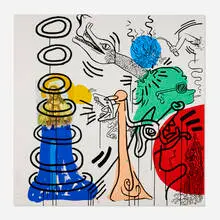 Apocalypse V by Keith Haring, 1988, screenprint and offset lithograph in colors, sold Dec 2024