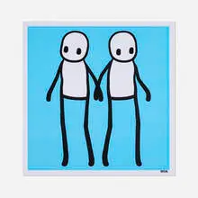 Holding Hands (Blue) by Stik, 2020, offset lithograph in colors, sold Dec 2024
