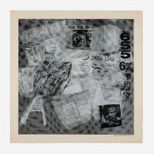 Untitled VI (from the Surface series, from the Currents suite) by Robert Rauschenberg, 1970, screenprint on Aqua B 844, sold Dec 2024