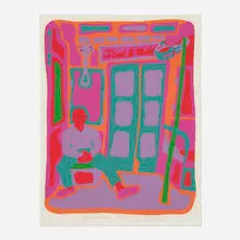 Clayton Pond, On the Subway, 1965, screenprint in colors on Strathmore