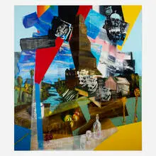 Peter Nadin, The View XXIV (The Tower of Babel), 1988, mixed media on canvas
