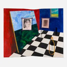 Peter Nadin, Painted Window, Modern Art, End of Century, Words, Vanity, 1989, oil on canvas