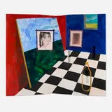 Peter Nadin, Painted Window, Modern Art, End of Century, Words, Vanity, 1989, oil on canvas